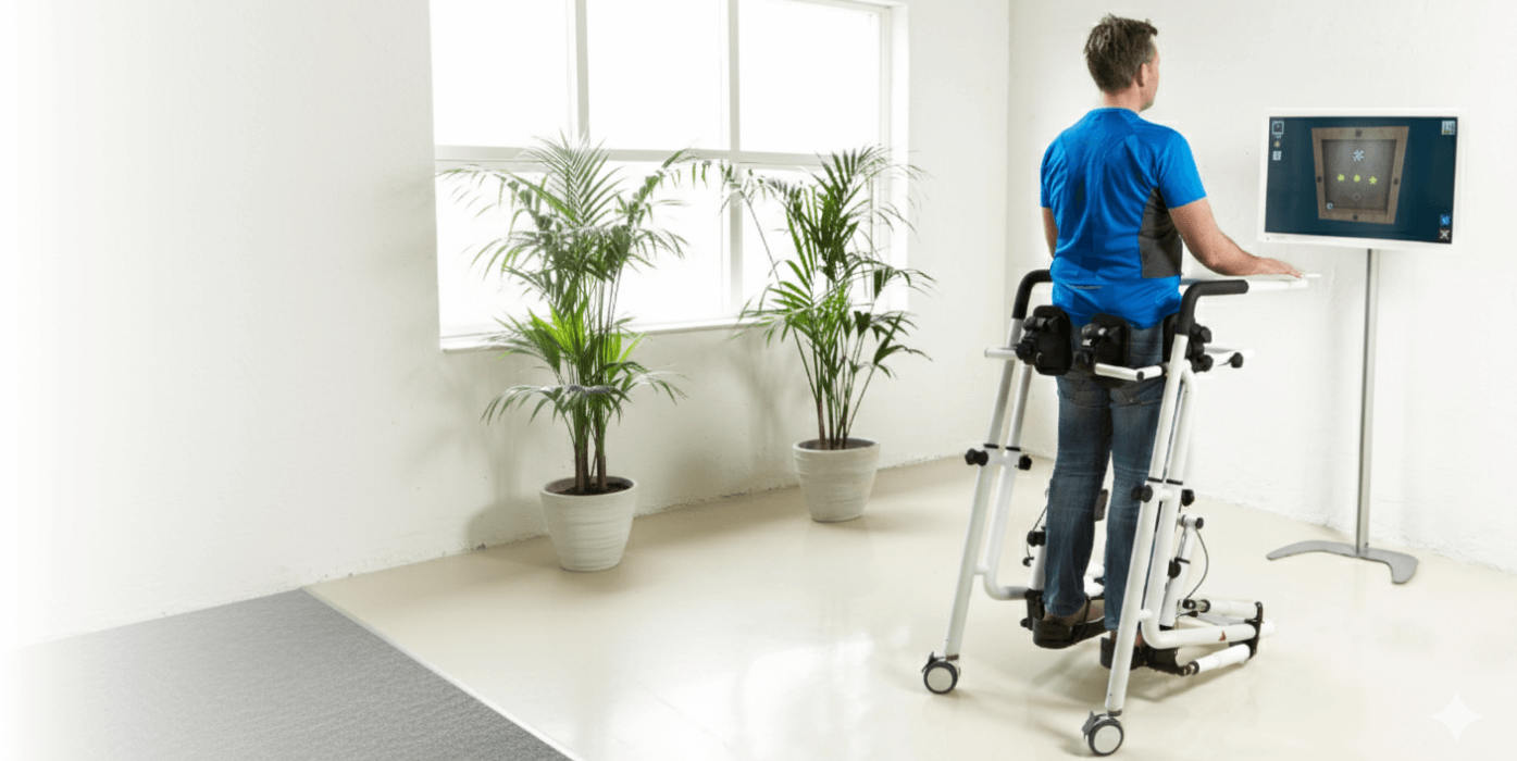 Terapia neurologiczna z użyciem systemu biofeedback poprawiającego kontrolę motoryczną.