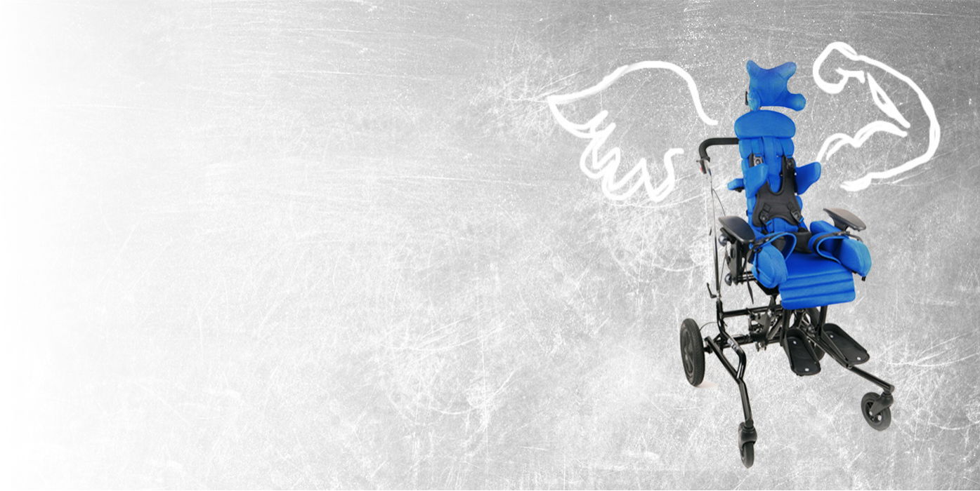 Regulowane siedziska ortopedyczne, które zapewniają stabilną i prawidłową pozycję siedzącą, dopasowaną do etapu rozwoju dziecka.