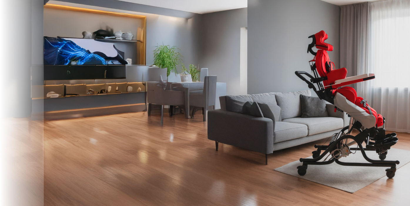 Urządzenie multifunkcyjne łączy funkcję pionizatora i siedziska stabilizującego, umożliwiając bezpieczną zmianę pozycji pacjenta w pozycji leżącej, siedzącej i stojącej.